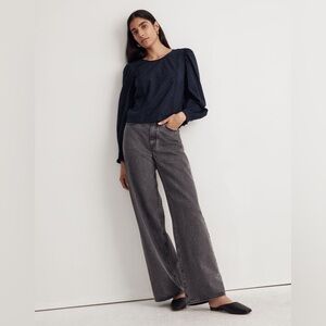 Madewell Navy Long Sleeve Blouse